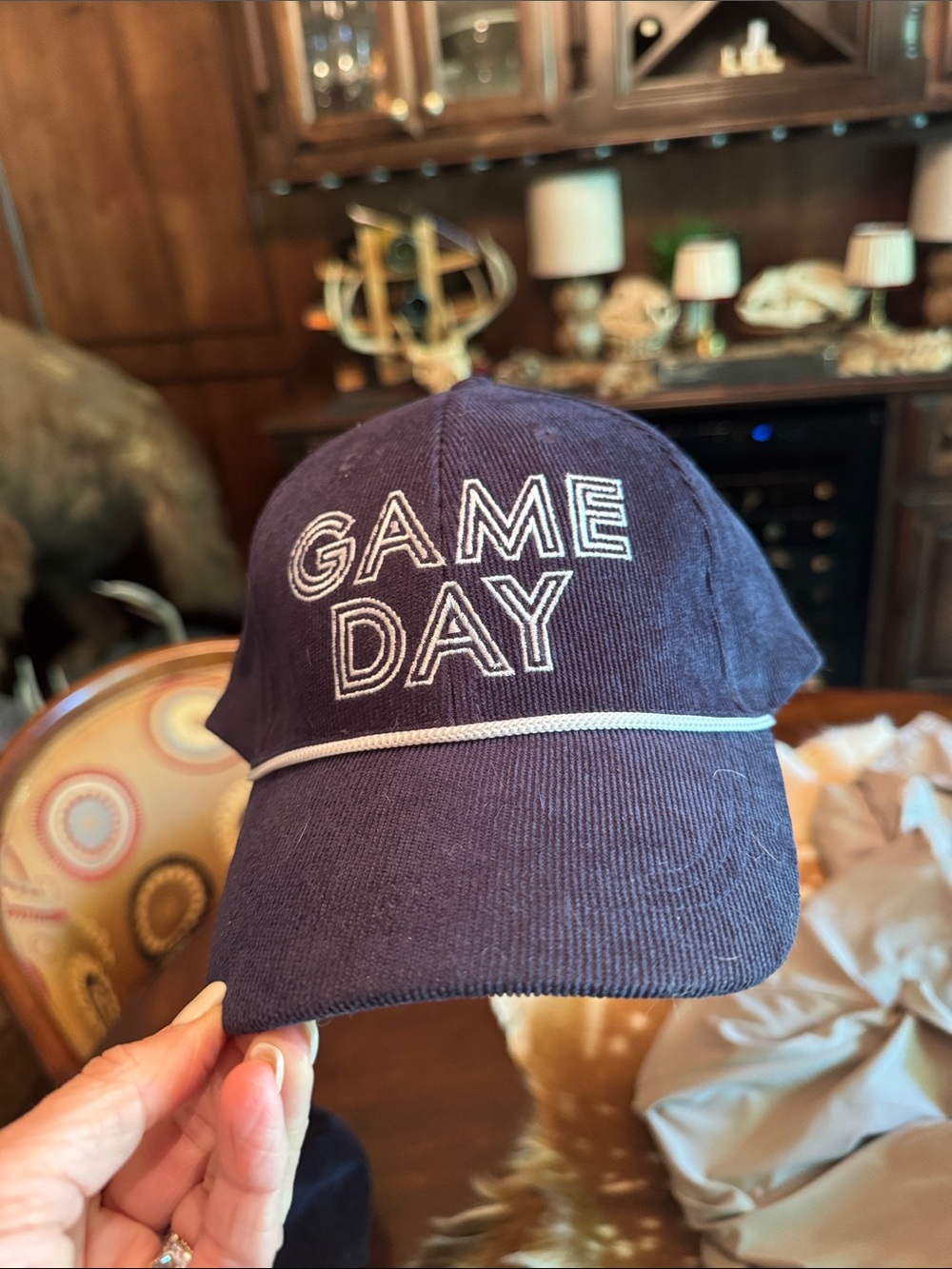 GAME DAY Navy Corduroy Baseball Cap
